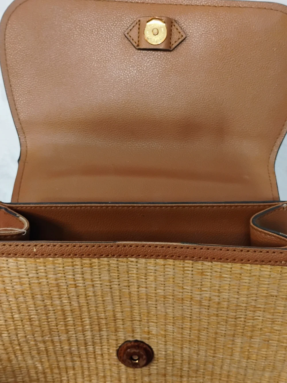 Calvin Klein Monogram‎ Straw Flap Backpack Purse Bag See Photos O